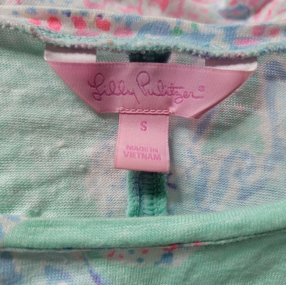 Lilly Pulitzer Mikela Short Sleeve Tshirt 100% Linen in Minty Fresh 20975 Size S - Picture 6 of 11